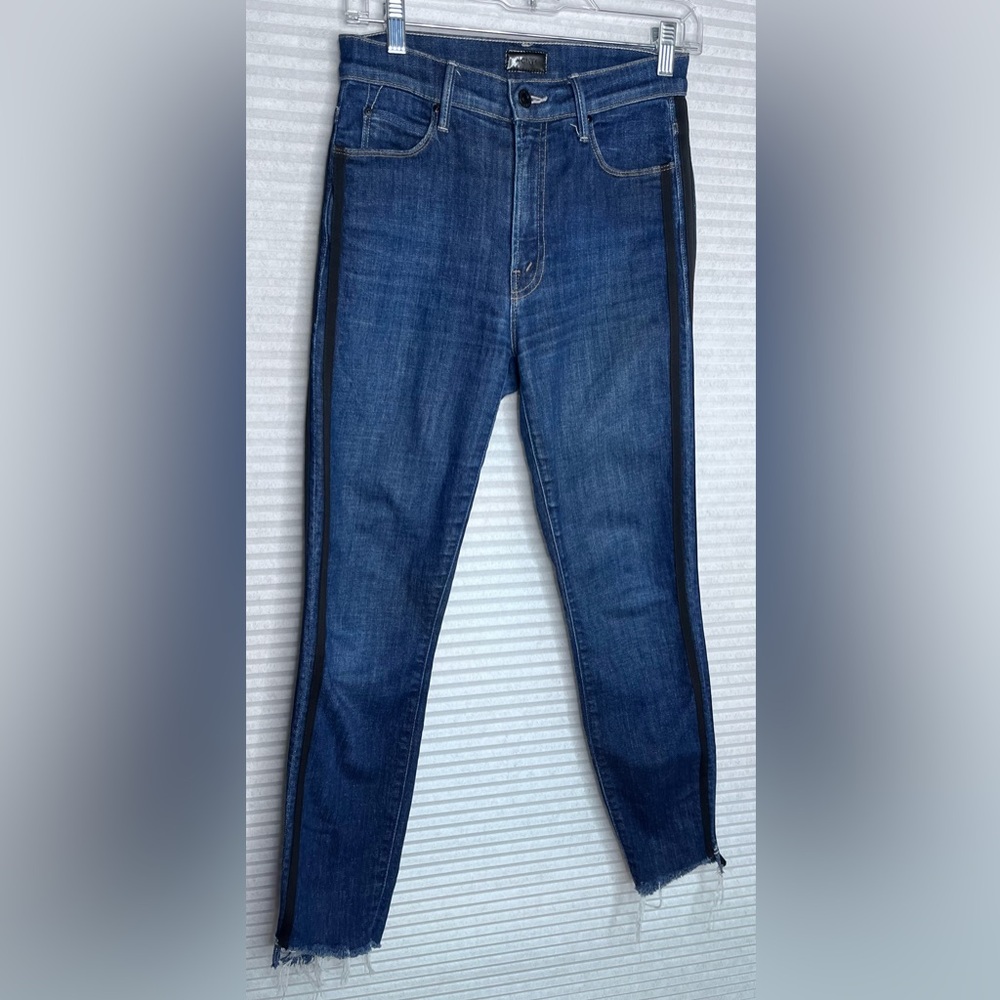 MOTHER Women Denim Jeans Stunner Zip Ankle Step Fray Sweeping Racer Size 27 W28